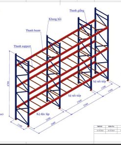 Kệ Pallet ( H4800 x L2680 x W1100 ) tải 2000kg/tầng