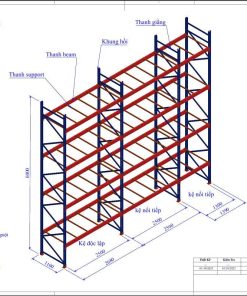 Kệ công nghiệp H6000 x L2680 x W1100 x 4 tầng