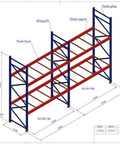 Kệ Hạng Nặng H3500 x L2680 W1100 x 2 Tầng (tải 1000kg/tầng)